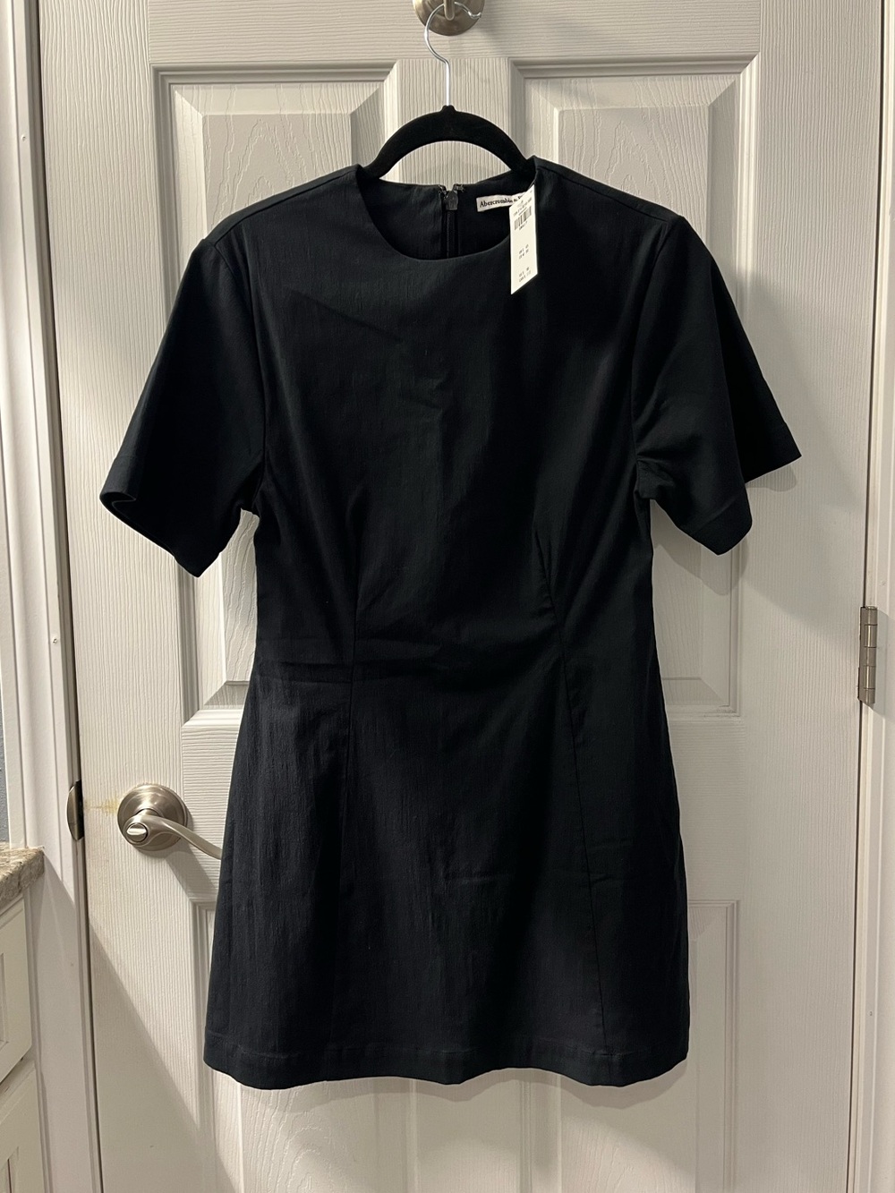 NWT black a-line structured mini dress from A & F